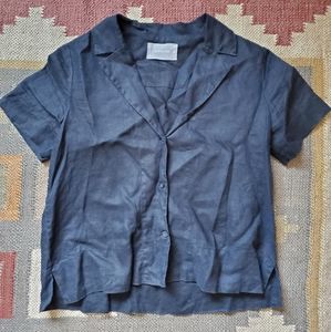 Everlane Notch Collar Shirt in Black Linen 00